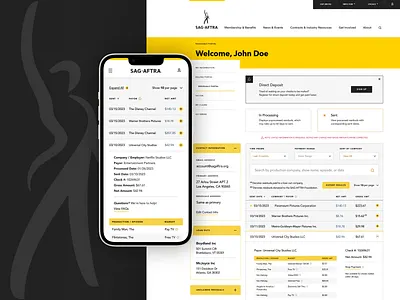 Residuals Tracker account acting actors banking cable chart check checking currency data guild interface money payment residuals screen actors guild television ui ux
