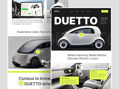 DUETTO - Electric Vehicle Landing Page car car rental clean electric electric car ev ev car ev landing page future landing page modern rental vehicle web web design website website design