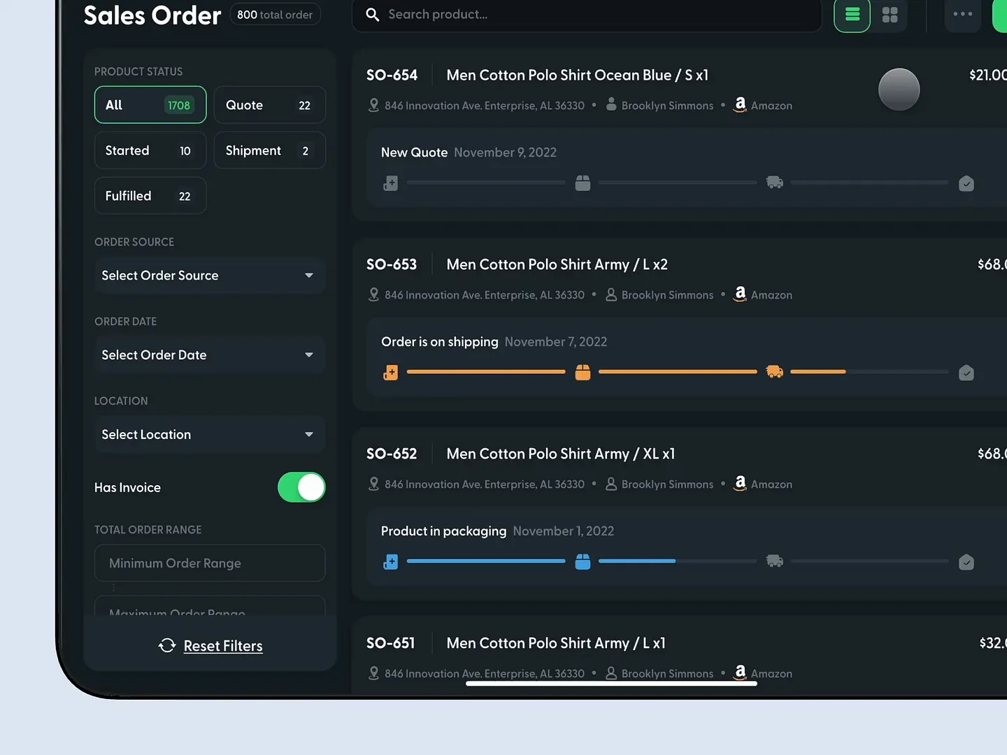 Streamlined Warehouse Website for Efficient Sales Order Management