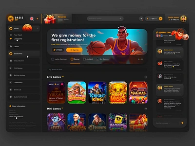 Sports Betting & Casino - Interface bet betting casino casino design casino ui cs go design gambling game inline casino interface live casino open case slot design slots sport sports sports betting ui ux