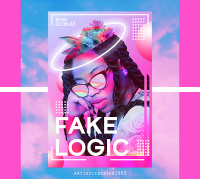 Fake Logic aesthetic art artwork colorful design graphic design illustration minimalist neon peaceful photoshop pink popular poster streetwear trend trending vaporwave vector vector art