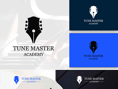 Tune Master academy logo design. Guiter with pen logo academy app apps logo branding design gradient logo graphic design guiter illustration logo logo design logo idea logo maker logo shop logoshop ui