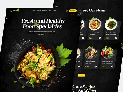 Restaurant Landing Page drinks eat eating food food order homepage landing page meat reservation restaurant salad steak ui uiux web web design website