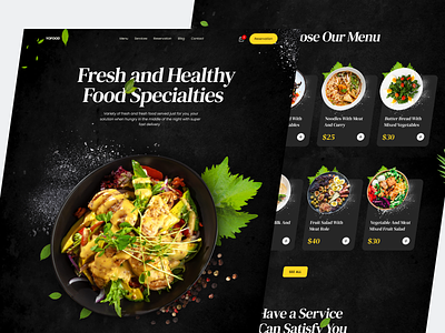 Restaurant Landing Page drinks eat eating food food order homepage landing page meat reservation restaurant salad steak ui uiux web web design website