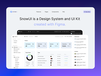 SnowUI landing page dashboard ui kit design system ui design