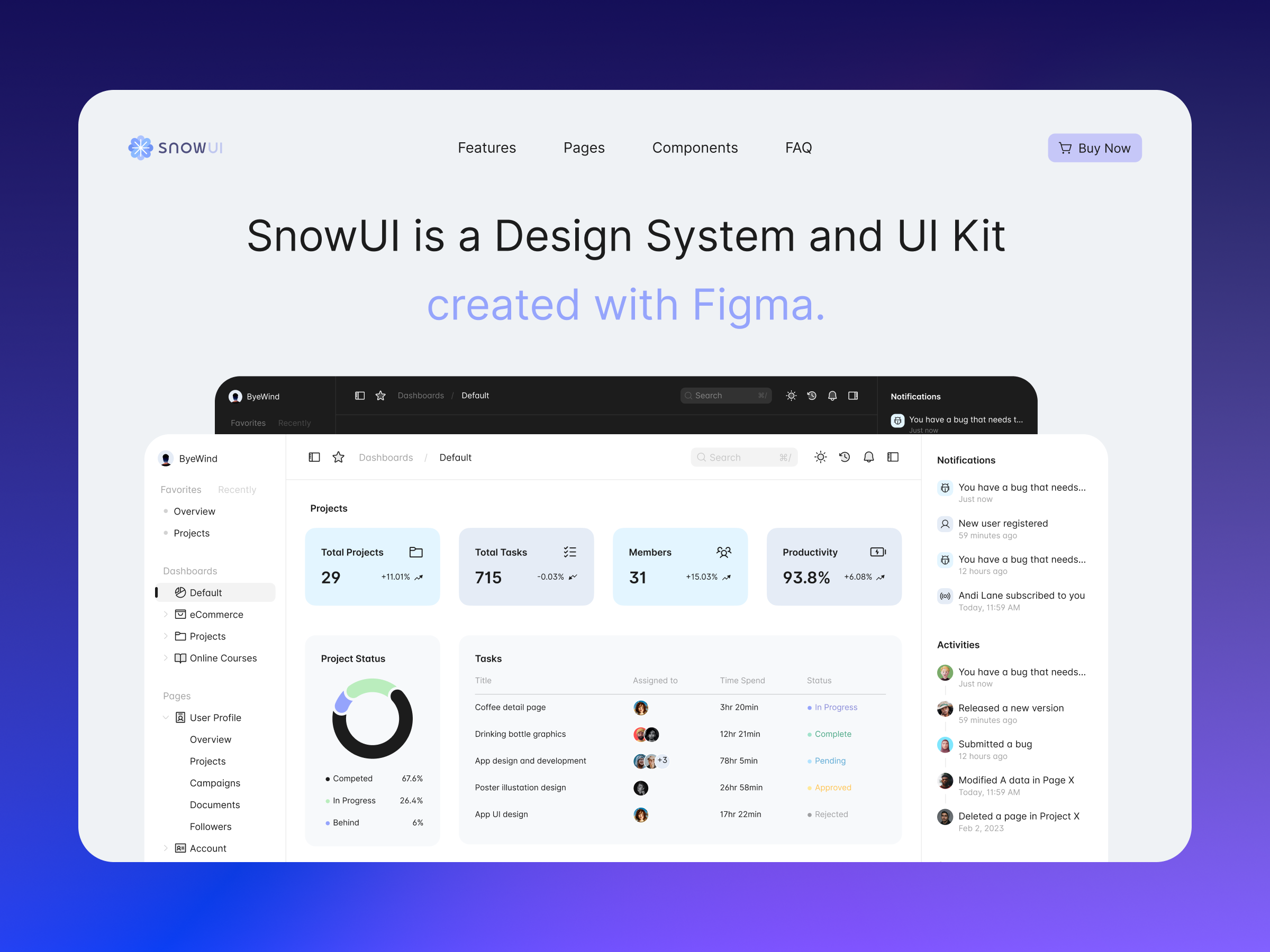 SnowUI landing page by ByeWind on Dribbble
