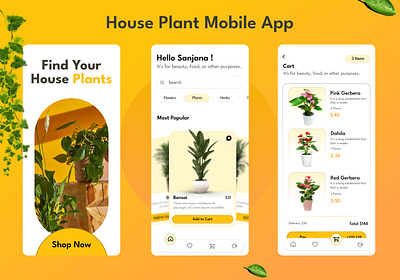 Plant Mobile App Design ! app branding color figma gradian illustration layout marketing mobile app mobile design plant mobile app presentation product design template typography ui ui ux user interface ux web design