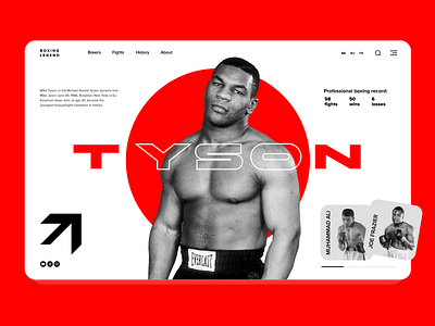 Boxing legend boxing design graphic design land landig page landing minimalism sports tyson ui майктайсон спорт тайсон