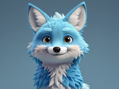 Blue Fox Representative Of Heydesign Studio 3d 3d character 3d render ai blue blue fox cute character fox generate heydesign model