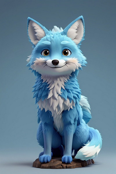 Blue Fox Representative Of Heydesign Studio 3d 3d character 3d render ai blue blue fox cute character fox generate heydesign model