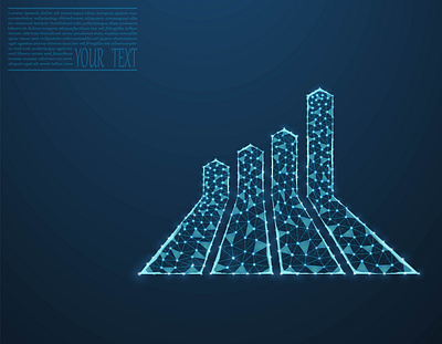 Growth chart vector image composed of grid and dots. Business text