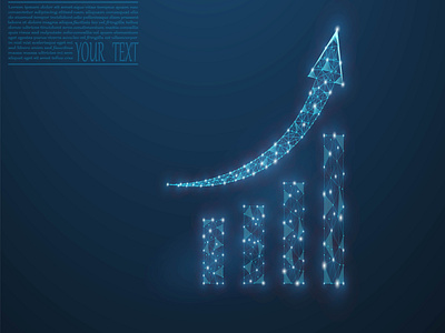 Growth chart vector image composed of grid and dots. Business il text