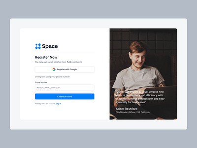 Create Account | Space Design System account business component create dashboard design system elements figma google signup human ofspace product product design registration form saas signup style ui user experience user interface