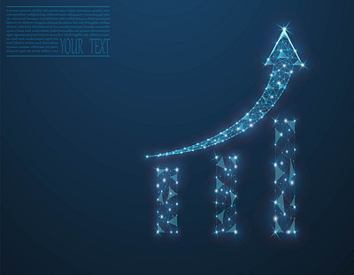 Growth chart vector image composed of grid and dots. Business il text