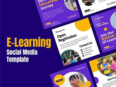 E-Learning Social Media Template colorful creative education instagram post learning social media