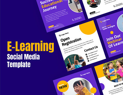 E-Learning Social Media Template colorful creative education instagram post learning social media