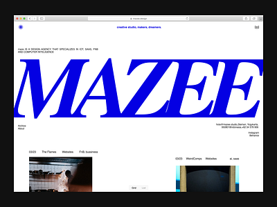 Mazee - Design Agency Concept agency big branding design font freelance graphic graphic design minimalism minimalist studio typeface ui ux work