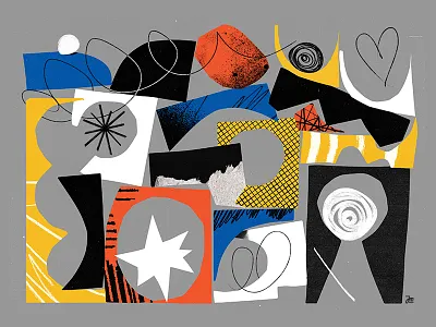 Going abstract abstract branding character design cut outs doodle graphic design grey illustration logo pattern patterns red scribbles shape shapes texture texutres vector white yellow