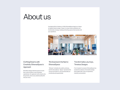 About us - exploration aboutus design interior interiordesign landingpage light minimal ui webdesign website