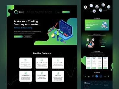 Qodrr - A Trading Platform black theme crypto darkmodedesign design figma finance landing page minimal nft qodrr trade trading trading platform trading website ui ui design uiux web webdesign webui