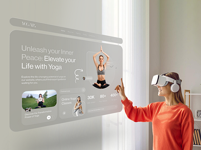 YOGAP - Vision Pro Spatial Yoga Exploration UI apple vision apple vision pro ar augmented reality design fitness landing page landing page design ui ux virtual reality vr web web page webdesign website website design wellness workout yoga