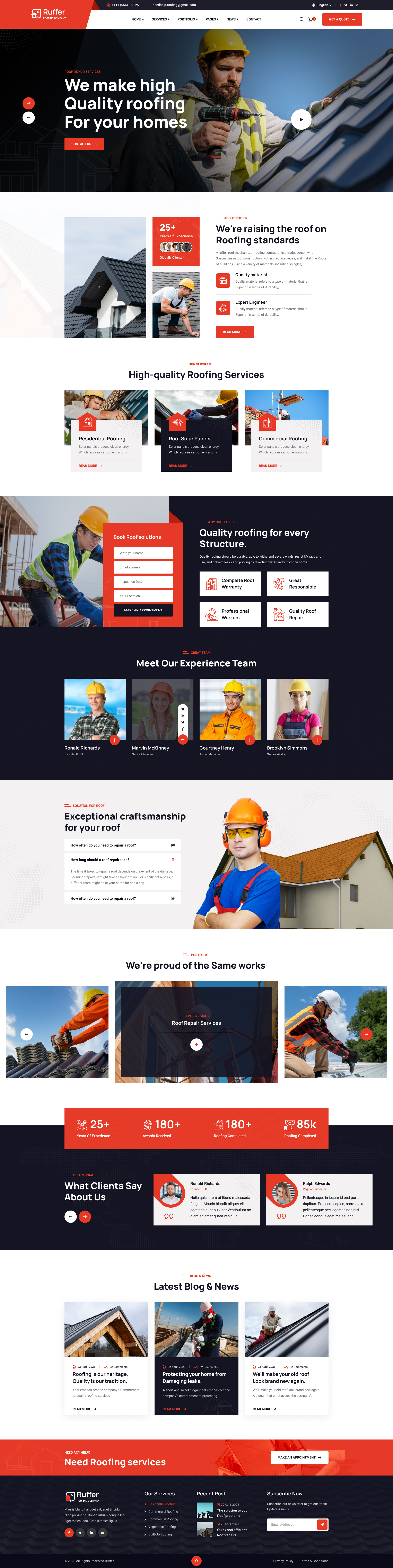 Ruffer - Roof construction & Repair Figma Template app branding design graphic design illustration logo transportation ui ux vector