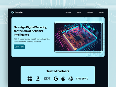 Guardian Cyber Security: Cutting-Edge UI Website Landing Page ai blue cyber cybersecurity design designer figma landingpage portfolio ui uidesign uiux webdesign website