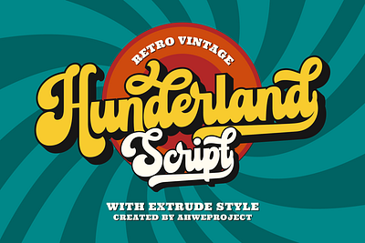 Hunderland - Retro Vintage Script label font