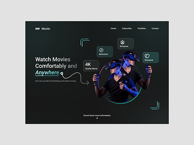 Muviin – Online Movie Provider 3d brand branding branding guideline company concept design homepage illustration ui uidesign uiux uxdesign webdesign