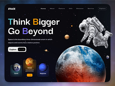 Space Landing page astranout design agency galaxy homepage landing page learning platform mockup nasa planet product science space spacex startup typography uiux ux web design website world