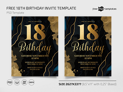 Free 18th Birthday Invite Template in PSD birthday birthdayinvite event events flyer free freebie invitation invite invited photoshop print printed psd template templates