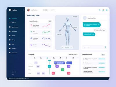 Healthcare App Dashboard 3d app dashboard design healthcaree medical ui