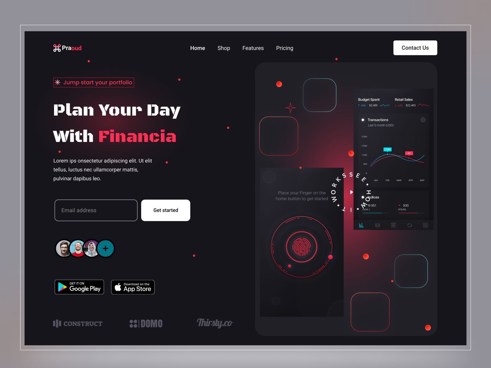 Fintech Landing Page banking credit card debit card finance fintech fintech website design homepage landing page modern banking money management purchase ui ux web app web design webpage website website design