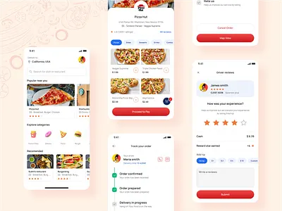 Food Delivery App app app design design figma food mobile ui product design red restaurant ui ux