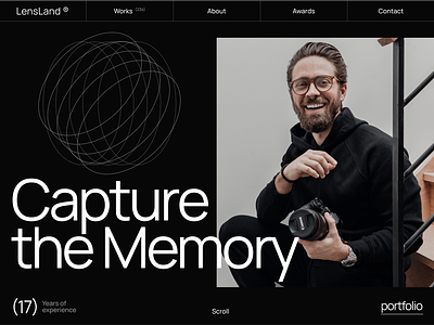 Web Design(UX+UI) for LensLand's Stunning Photography Portfolio agency black camera concept daily first screen hero hero section home page photographer photography photoshoot portofolio ui ui ux ux web design web site webdesign website