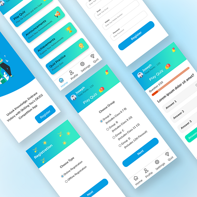 Quiz App UI Design androidui appdesign branding design figma ui ux