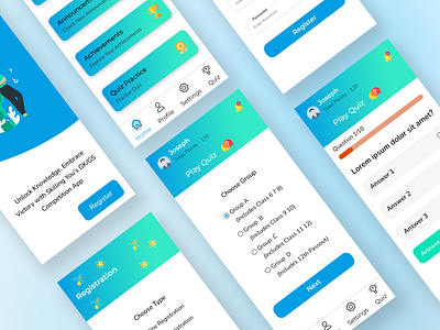 Quiz App UI Design androidui appdesign branding design figma ui ux