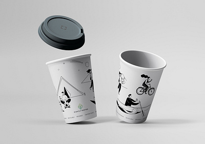 Paper cups designs concept art custom design illustration packaging paper paper cup
