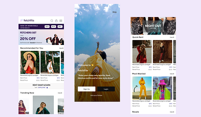 Fetchfits ecommerce fashion fashionapp fetch lend outfit rent rental rentalapp style styleapp ui