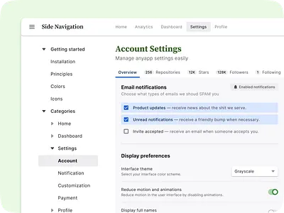 Design Tutorial: Simplify App Settings with UI Templates app check checkbox checked configuration design guide menu navigation panel settings side nav sidenav tab tabs tutorial ui ui kit ux