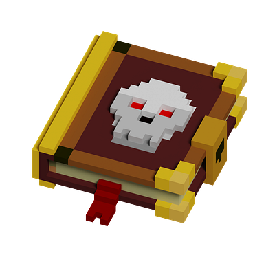 Voxel spell book with skull 3d game art magicavoxel pixel art spell book voxel art