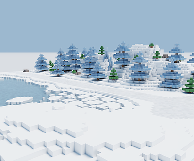Voxel winter land 3d forest game art graphic design ice lake magicavoxel pixel art voxel art winter