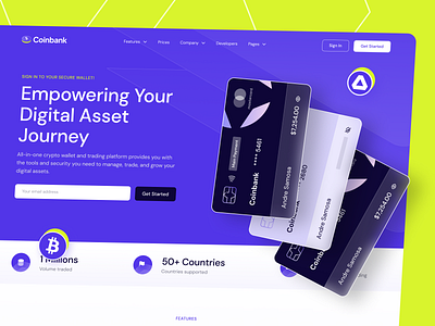 Coinbank - Crypto Homepage UI Design Kit bank bitcoin blockchain business coin credit card crypto currency digital finance hero home invesment landingpage money payment trading wallet web3 website