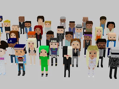 Voxel characters music artists 3d famous game art graphic design magicavoxel musician pixel art v voxel art