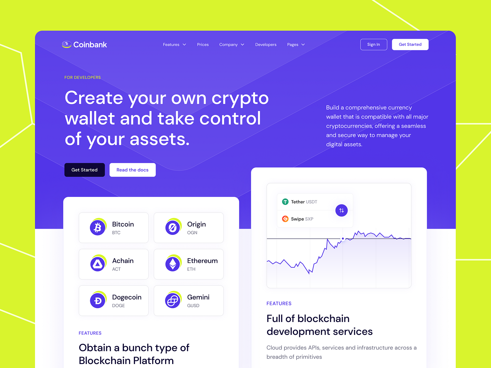 Coinbank ‘Crypto’ For Developer Page UI Design Kit by Illiyin Studio