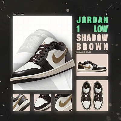 Jordan 1 Low Shadow Brown | DC0774-200 air jordan air jordan 1 aj1 aj1 low graphic design jordan jordan 1 jordan brand nike shoes sneakers trainers typography