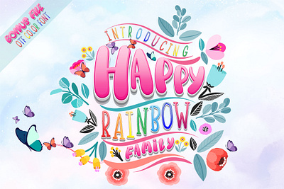 Happy Rainbow Family Font artistic lettering