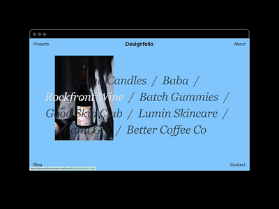 Designfolio Agency Website agency blue homepage projects simple studio template webflow