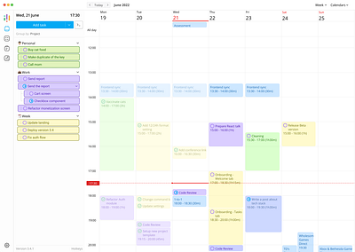 Week's main screen app calendar task management todo