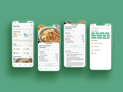 NutriGuide App calorie cooking diet diyet healthy list mobile nutrition profile recipe sağlık search shopping tarif tracking ui ux yemek